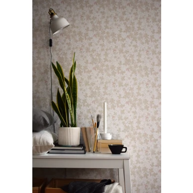 Olohuoneen beige tapetti Vinbarsblad Durolta 367 02 kuva