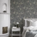 Duron makuuhuoneen tapetti Karin tummanharmaalla kukkakuviolla 679 04