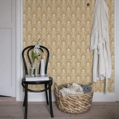 Keltainen medaljonkitapetti Durolta Hudiksvalls Teater 677 02 kuva