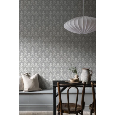 Ruokailuhuoneen tapetti Durolta harmaa Hudiksvalls Teater 677 03 kuva