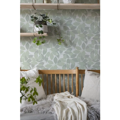 Duron vihrea tapetti lehtikuviolla Augusti 676 02 image