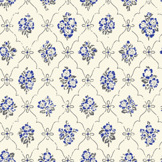Lovisa valkoinen sininen kukkatapetti perinteisella tyylilla Durolta 040 01 image