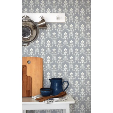 Sininen keittiotapetti perinteisella tyylilla Hudiksvalls Teater Durolta 037 22 kuva