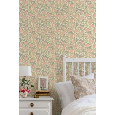 Makuuhuoneen paperitapetti kukkakuviolla Durolta Klover 033 12 kuva