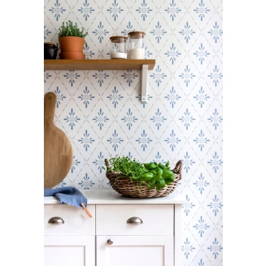 Sininen keittiotapetti Durolta Ljungbacka 392 04 kuva