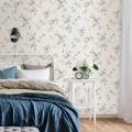 Duron harmaa makuuhuoneentapetti romanttisella kukkakuviolla 387 02