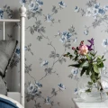 Duron harmaa sininen kukkatapetti Kristina 387 04