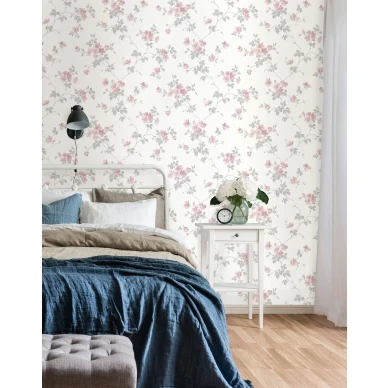 Makuuhuoneen kukkatapetti Durolta Kristina 387 01 kuva