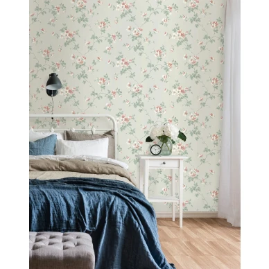 Romanttinen kukkatapetti makuuhuoneeseen Durolta Kristina 387 03 kuva