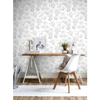 Hopeanvarinen kukkatapetti Durolta Blomsterang 398 01 image