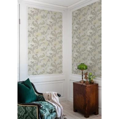 Beige kulta kukkatapetti olohuoneeseen Durolta Lydias Gard 696 01 kuva