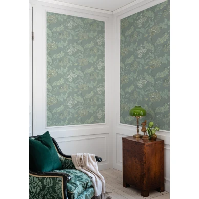 Vihrea olohuoneen tapetti Durolta 696 03 Lydias gard kuva