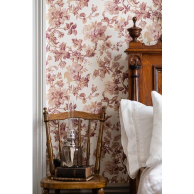 Vaaleanpunainen kukkatapetti Durolta 694 01 Britas hus image