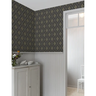 Musta kultainen ruututapetti olohuoneeseen Durolta Astrid 692 04 image