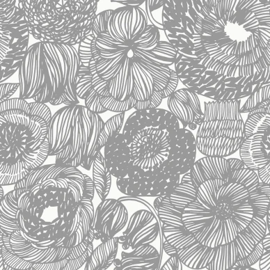 Marimekko Kurjenpolvi harmaa kukkatapetti 25183 image
