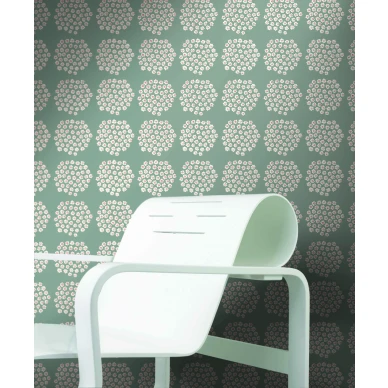 Marimekon olohuoneentapetti harmaalla kukkakuviolla Puketti image