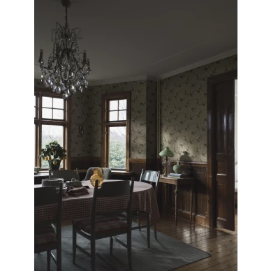 Olohuoneen tapetti Borastapeterilta Salangen beigella vanhanaikaisella kukkakuviolla 4172 image