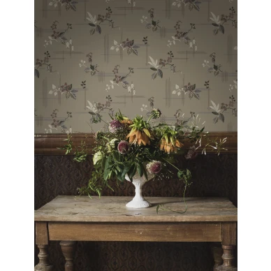 Ruskea kukkatapetti 1920 luvulta Borastapeterilta Salangen 4173 image