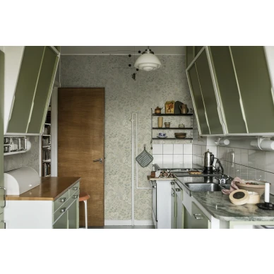 Keittiotapetti Flora beigella kukilla Borastapetilta 4179 image