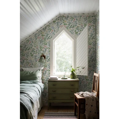 Makuuhuoneen kukkatapetti Borastapeterilta Flora 4180 image