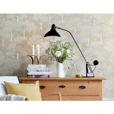 Olohuoneen tapetti keltaisella puukuviolla Littlephantin Woodland Notes 1569 image