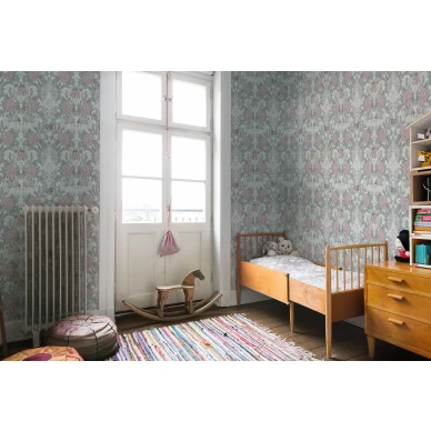 Lastenhuoneen tapetti elaimilla Swanlake Borastapeterilta 9450w kuva