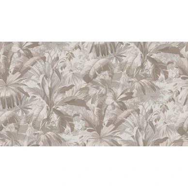 Palm Leaf harmaa beige lehtitapetti Borastapeterilta 9441w koko kuvio kuva