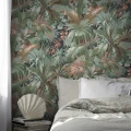 Vihrea makuuhuoneen tapetti Palm Leaf Borastapetilta 9439w