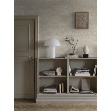 Olohuoneen beige tapetti Limestone 9429w hiekkakivikuviolla kuva
