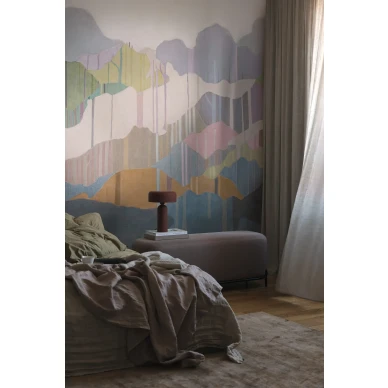 Makuuhuoneen tapetti varikkaalla maisemakuviolla Landscape 9427w Borastapeterilta image