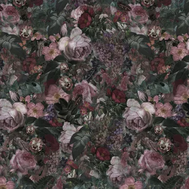 Dark Floral tumma kukkatapetti Borastapetilta 9419w kuva