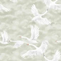 Clouds Swans vihrea joutsentapetti Borastapeterilta 9414w koko kuvio
