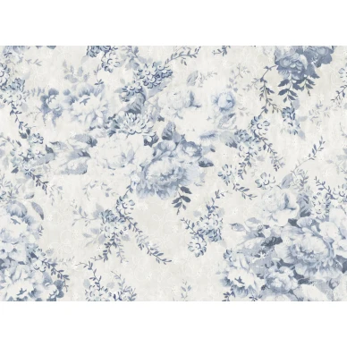 Blossom ll sinivalkoinen kukkatapetti Borastapeterilta 9402w koko kuvio kuva