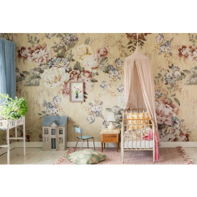 Lastenhuoneen kukkatapetti Blossom ll keltaisella kukkakuviolla 9401w Borastapeterilta kuva