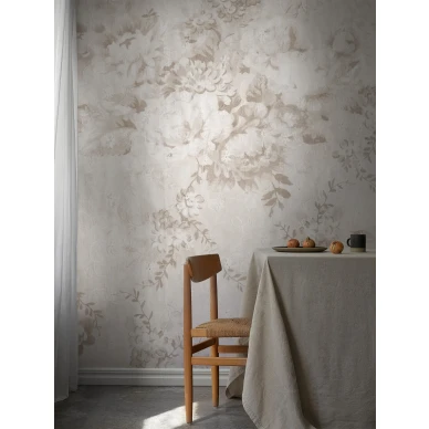 Vanhanaikainen tapetti beigella kukkakuviolla Borastapeterilta Blossom II 9403w kuva