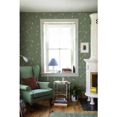 Vihrea kukkatapetti Sandbergilta Elmire S10149 image