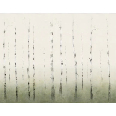 Sundborn vihrea koivutapetti Sandbergilta S10170 koko kuvio kuva