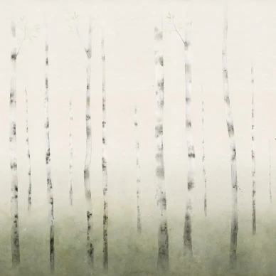 Sundborn vihrea koivutapetti Sandbergilta S10170 kuva