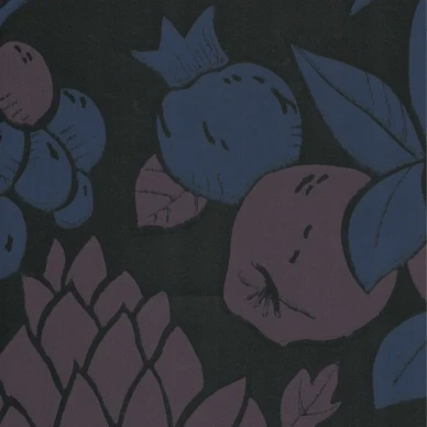 Hedelmamalja musta sininen paperitapetti Pihlgren ja Ritolalta 70096 kuva