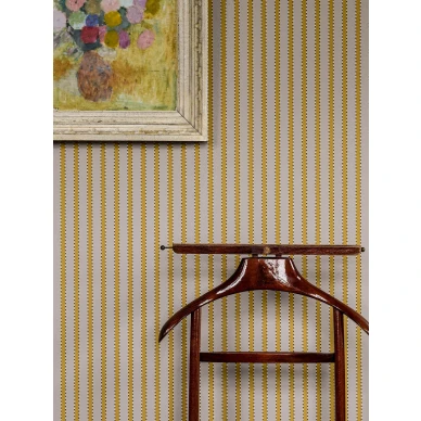 Keltainen raidallinen tapetti Stitched Stripe 29 57 Langelid von Bromssenilta image