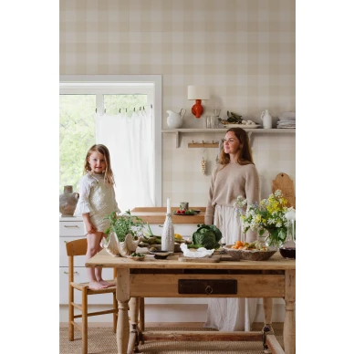 Keittion tapetti keltaisilla ruuduilla Lykke Sandbergilta S10214 kuva