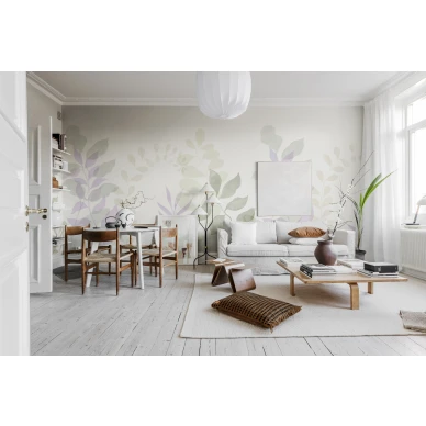 Liila lehtitapetti Grow olohuoneeseen Rebel Wallsilta R18381 image