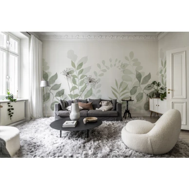 Olohuoneen tapetti Grow suurella lehtikuviolla Rebel Wallsilta R18636 image
