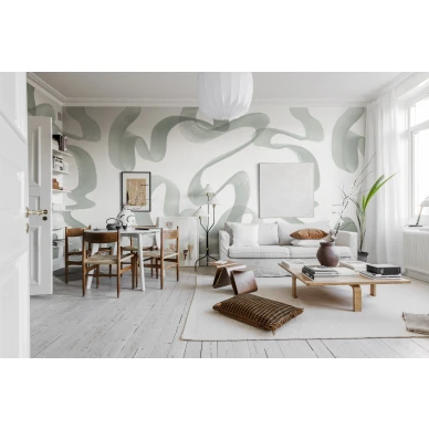 Olohuoneen vihrea tapetti Waves Rebel Wallsilta R18351 image