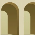 Arch sahraminkeltainen kuvatapetti Rebel Wallsilta R18631