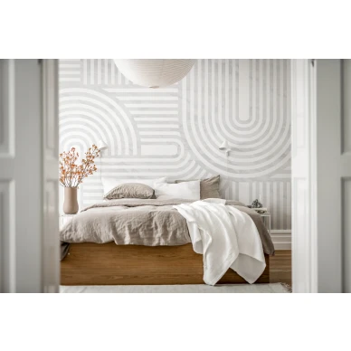 Makuuhuoneen tapetti graafisella kuviolla Twine R18625 Rebel Wallsilta kuva