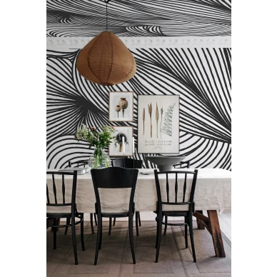 Mustavalkoinen tapetti Opulence Lines R18597 Rebel Wallsilta kuva