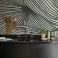 Vihrea keittiotapetti Rebel Wallsilta Opulence Lines R18598