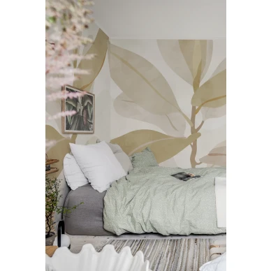 Makuuhuoneen luonnonlaheinen kuvatapetti Ruby R18392 Rebel Wallsilta kuva