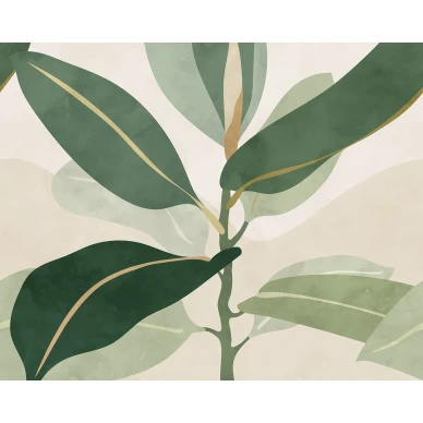 Ruby vihrea lehtitapetti Rebel Wallsilta R18590 koko kuvio kuva